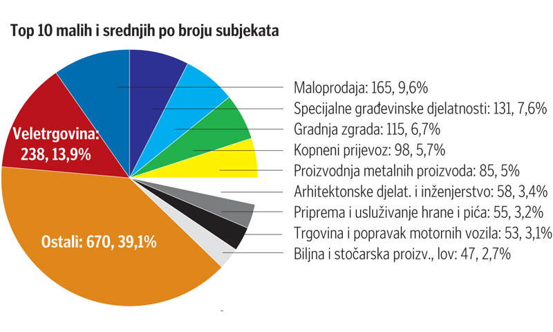 Top 10 malih i srednjih po broju subjekata