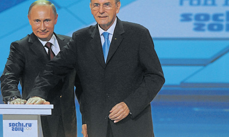 Vladimir Putin i Jacques Rogge (Međunarodni olimpijski odbor) označili su početak odbrojavanja godin