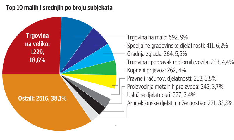 Top 10 malih i srednjih po broju subjekata