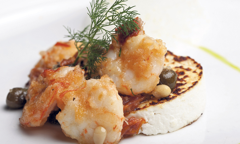 Mlačne kozice na preprženoj kozjoj skuti/Duško Marušić/PIXSELL