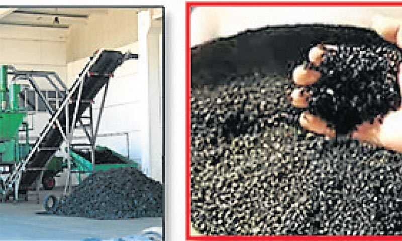 Stara industrijska guma se reciklira i od nje se radi gumeni granulat koji se potom koristi za rucon