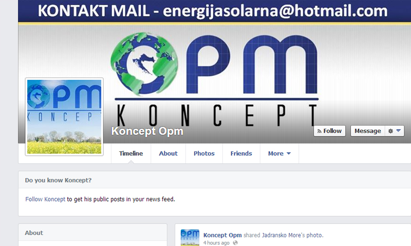 Facebook profil Koncept Opm