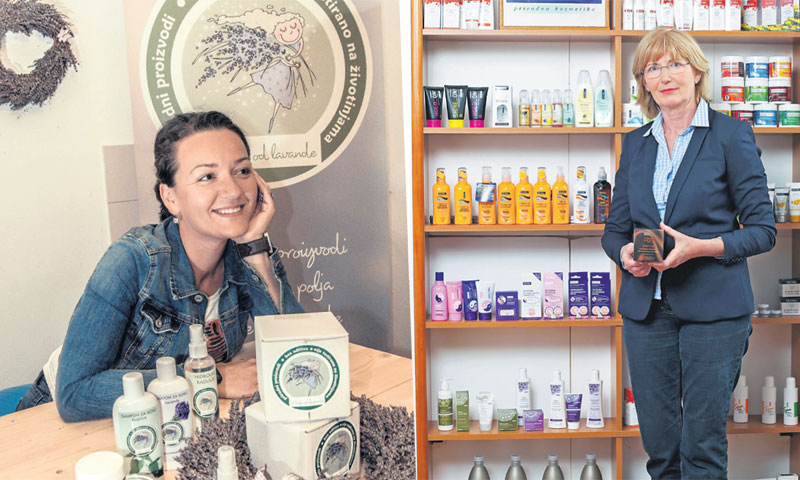 Brend 'Mala od lavande' pokrenula je Ivana Trut (lijevo); Vlasnica Olivala Vlasta Pojatina/Slavko Mi
