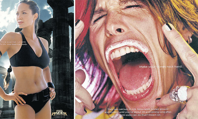 Na plakatima su se pojavili Lara Croft/Angelina Jolie;, pjevač Steven Tyler iz grupe Aerosmith