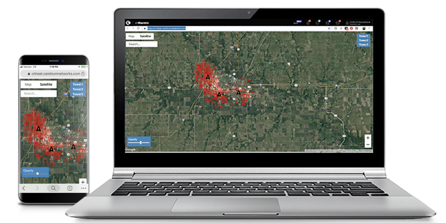 cnHeat koristi integrirane GIS karte s 1 metar preciznosti za generiranje karte rasprostiranja bežič