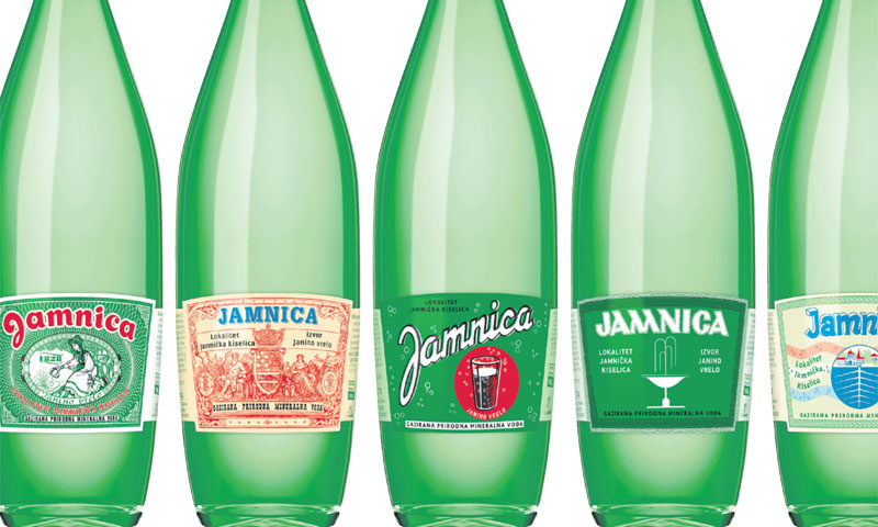 Dok je mineralni sastav Jamnice kroz desetljeća ostao isti, mijenjali su se dizajn etiketa i ambalaž