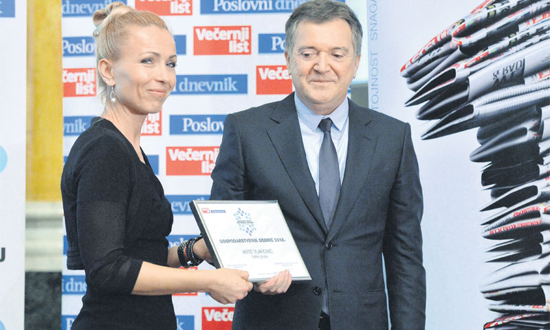 Predsjednica Uprave Večernjeg lista Andrea Borošić lani je nagradu dodijelila čelniku Adrisa Anti Vl