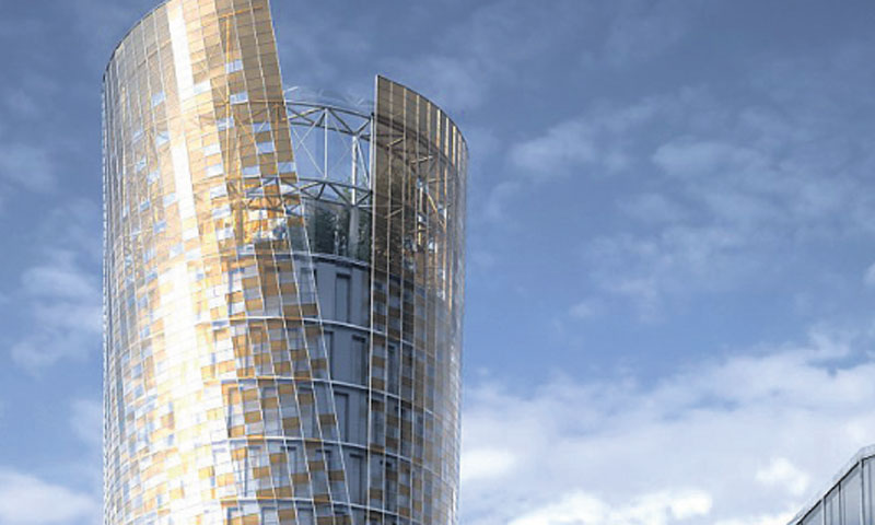 Znanstveni toranj pokriven  tzv. Grätzelovim plaštom