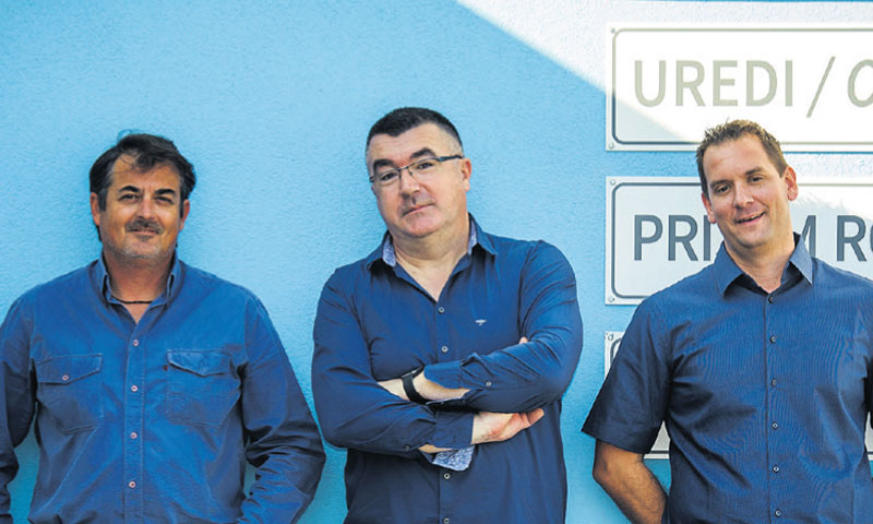 Slijeva nadesno Željko Tešija, Mario Baljkas i Teo Petričević, vodstvo tvrtke