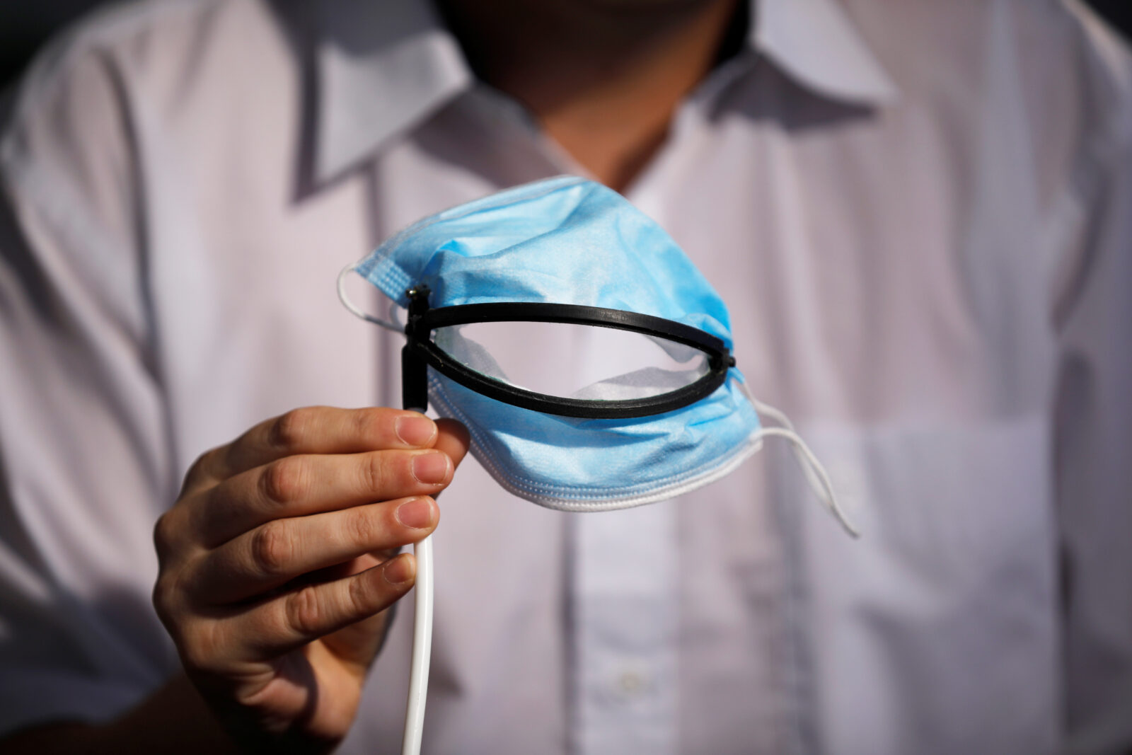 Israeli inventors develop a mask that allows diners to eat food without taking it off in Or Yehuda