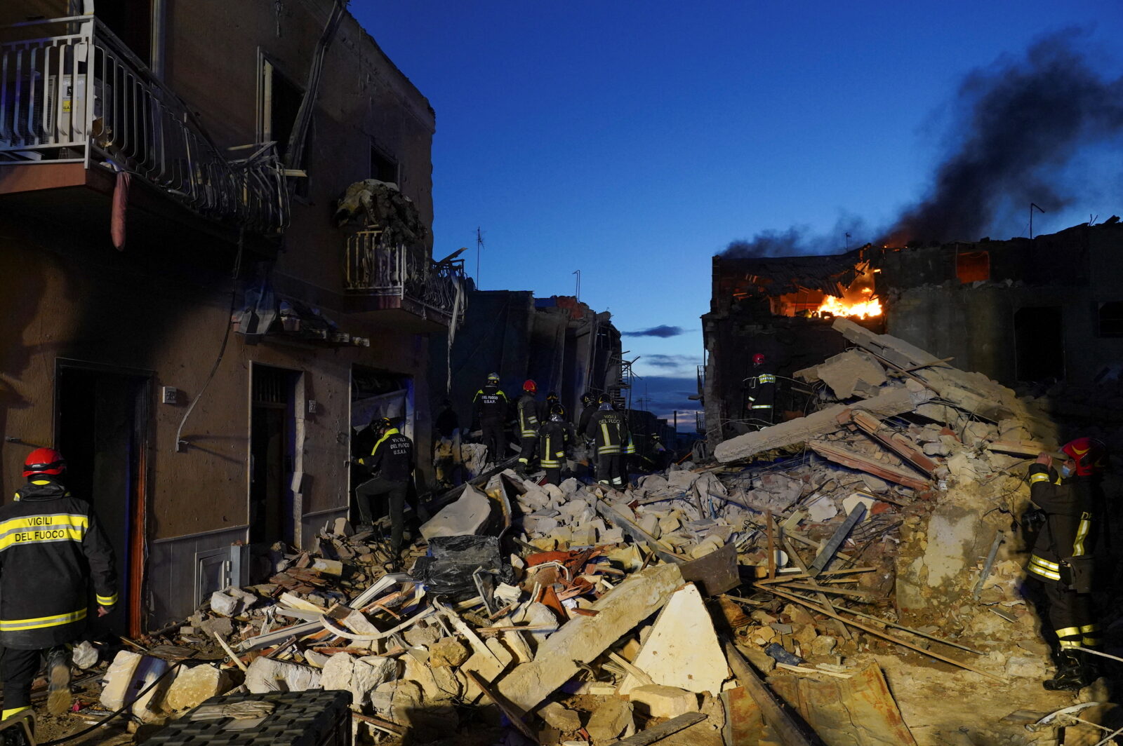 Four-storey building collapsed following a gas explosion, in Ravanusa