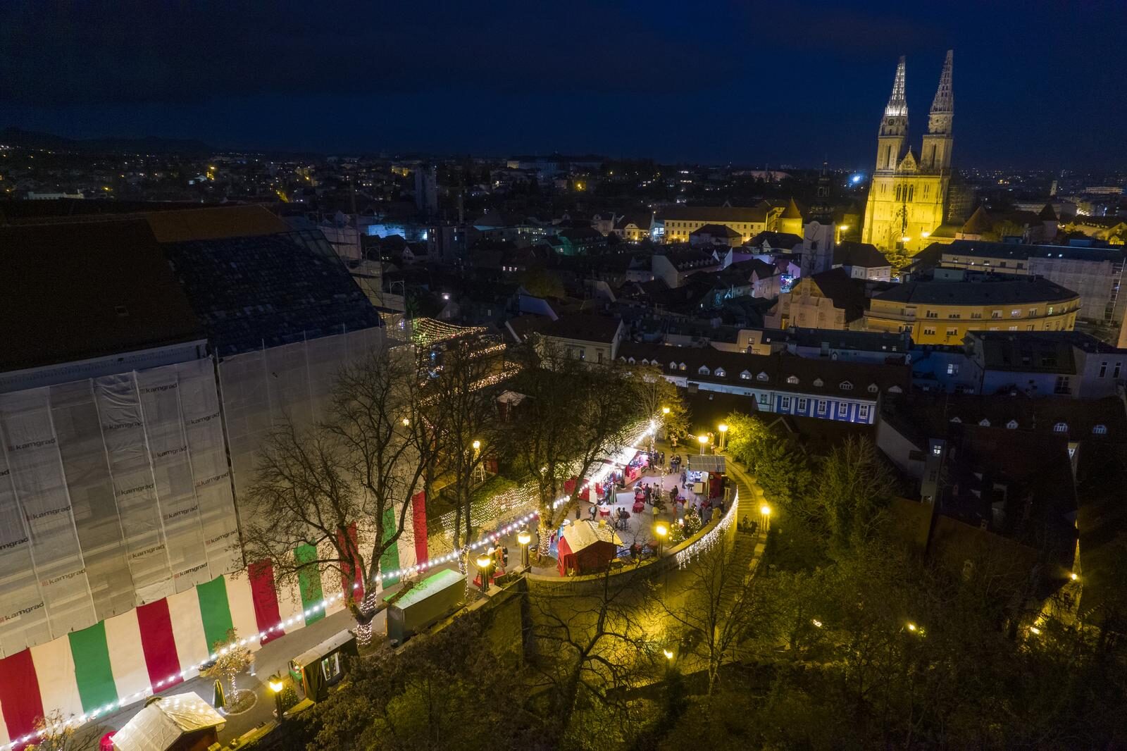 Pogled iz zraka na Advent u Zagrebu