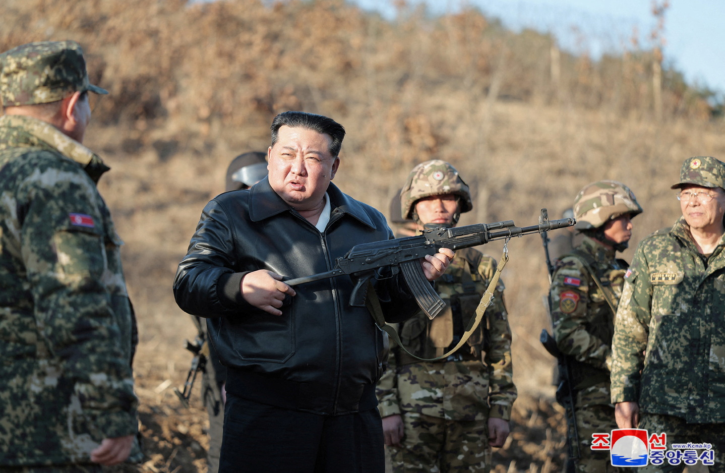 North Korean leader Kim Jong Un inspects field training of troops in the western region of the country
