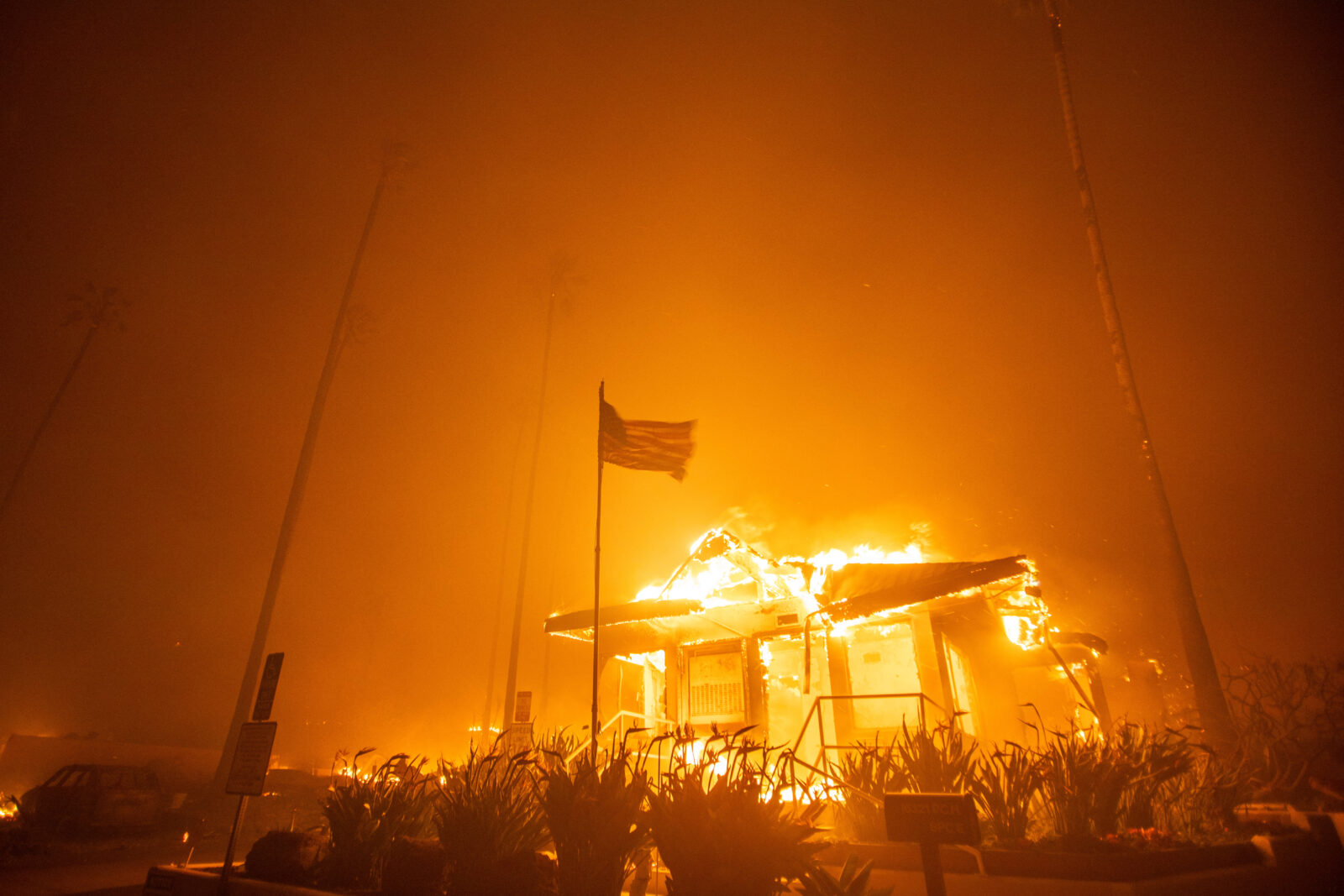 Palisades Fire burns during a windstorm on the west side of Los Angeles