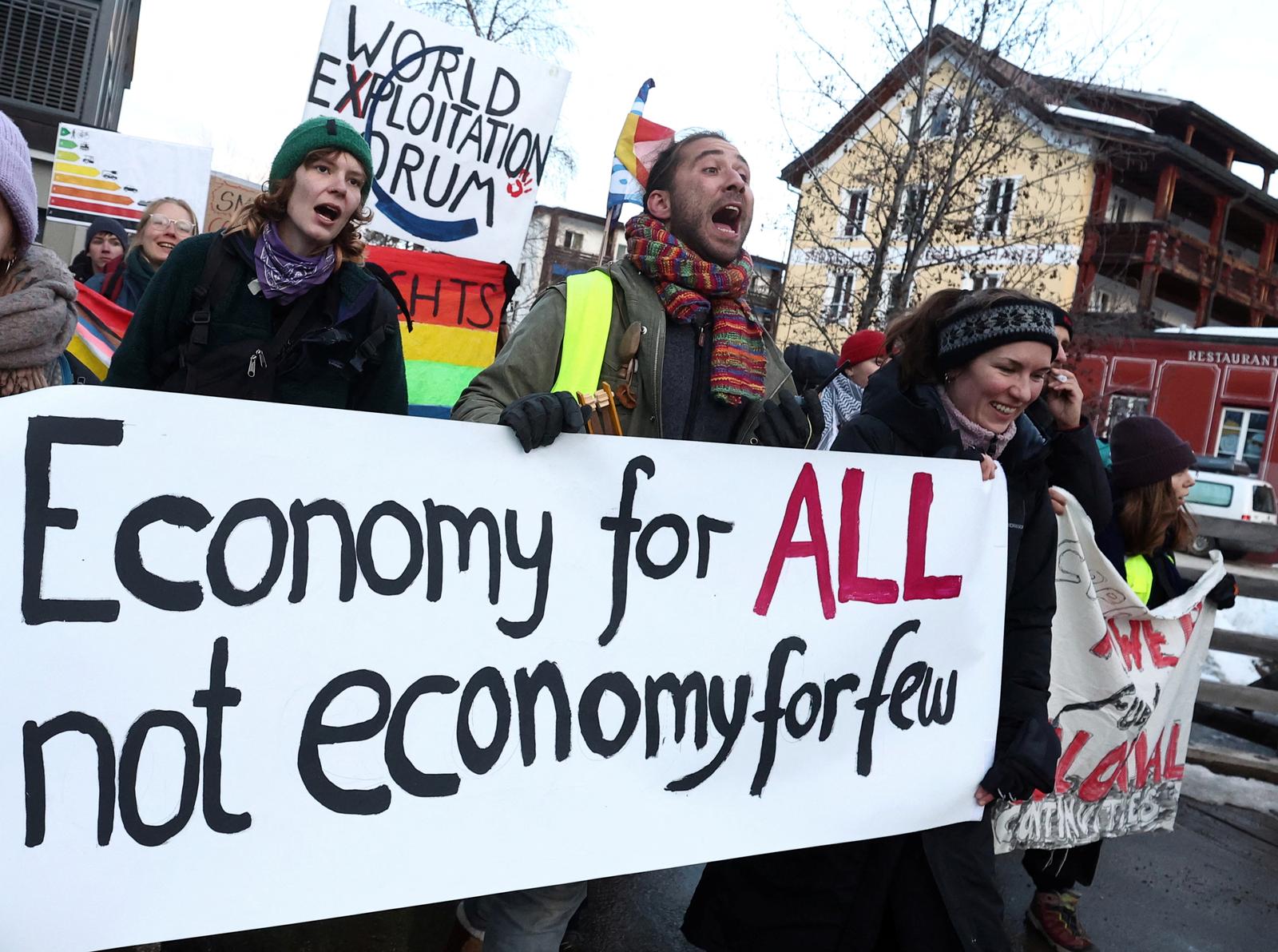 Demonstration ahead of the opening of World Economic Forum