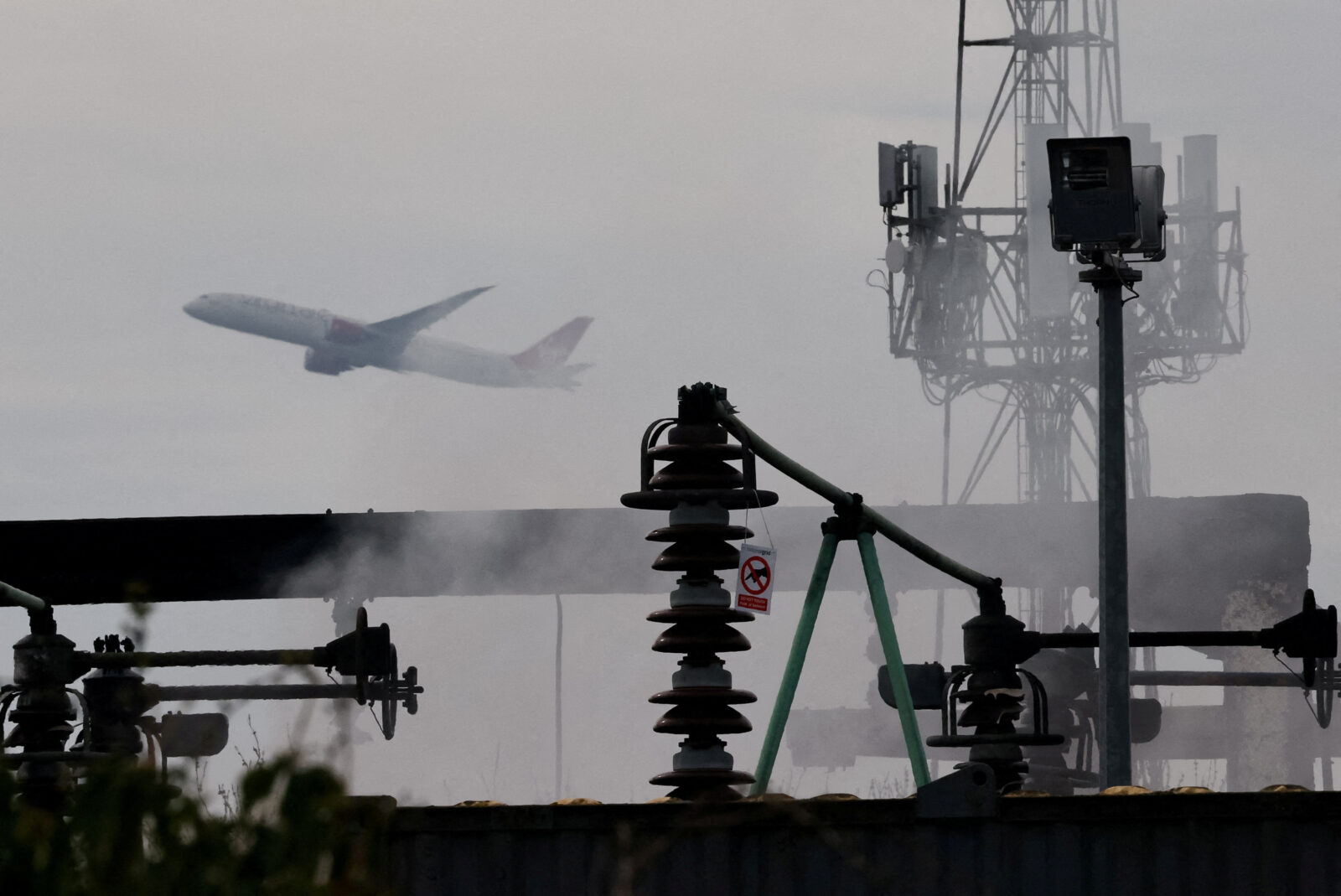 Aftermath of fire on an electrical substation at Heathrow International Airport