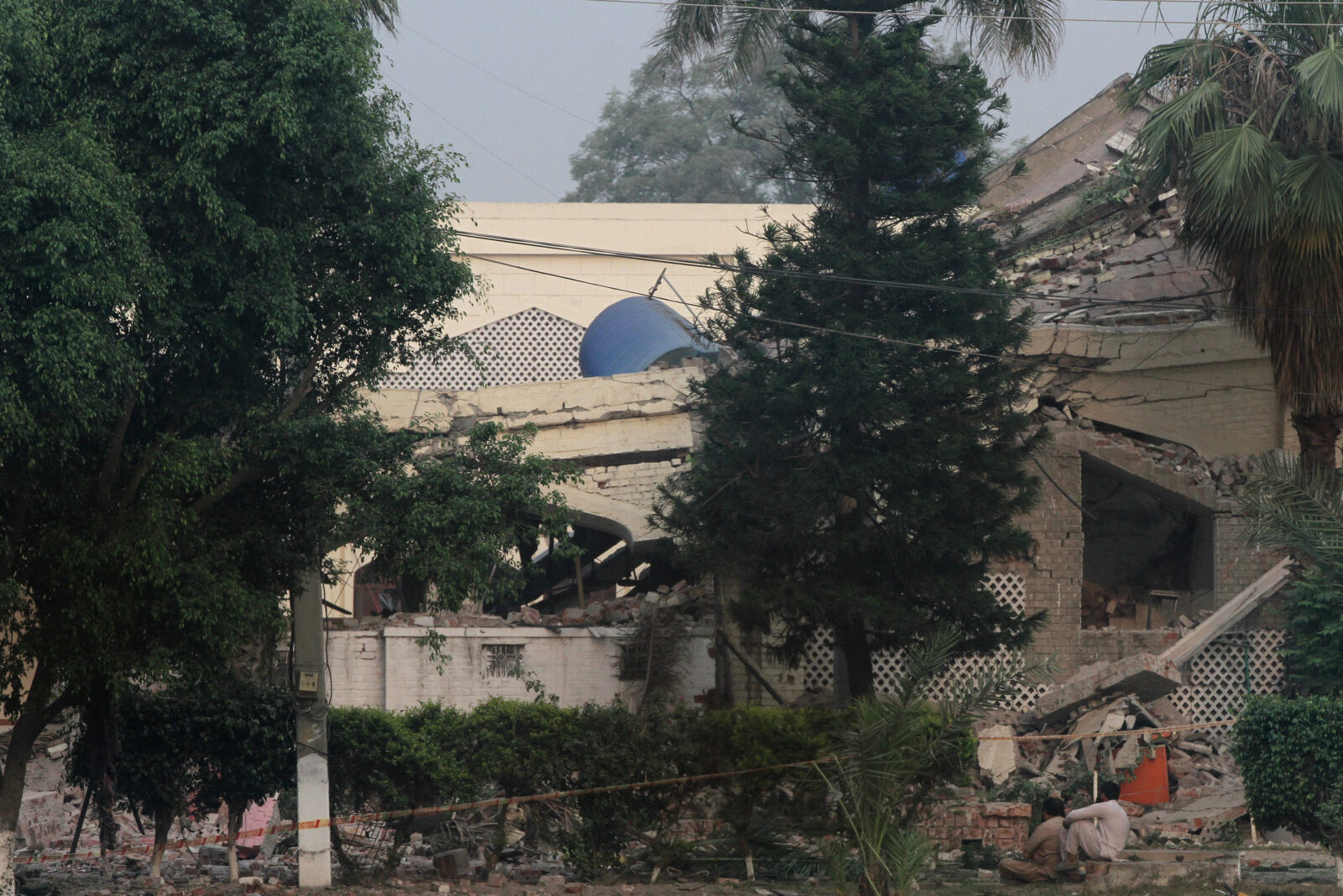 A view shows a damaged building after it was hit by an Indian strike in Muridke