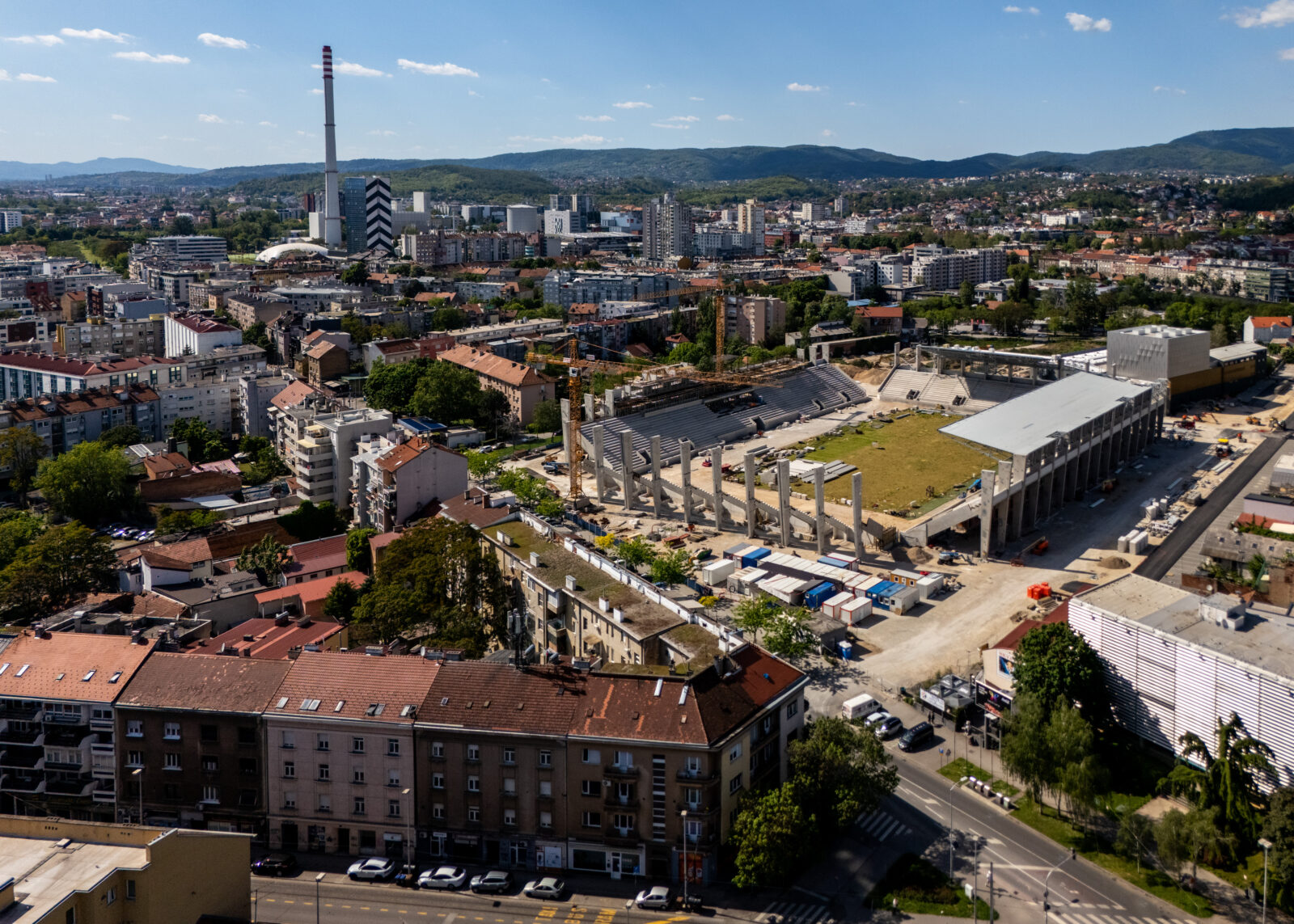 Pogled iz zraka na radove  na novom stadionu u Kranjčevićevoj
